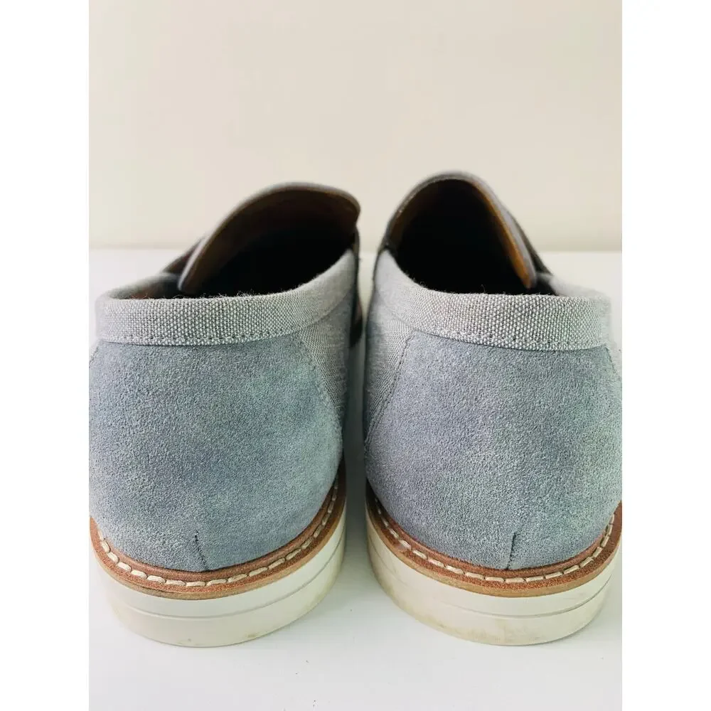 Steve Madden Normin Canvas Penny Loafer In Gray Fabric Leather Men's Size 12